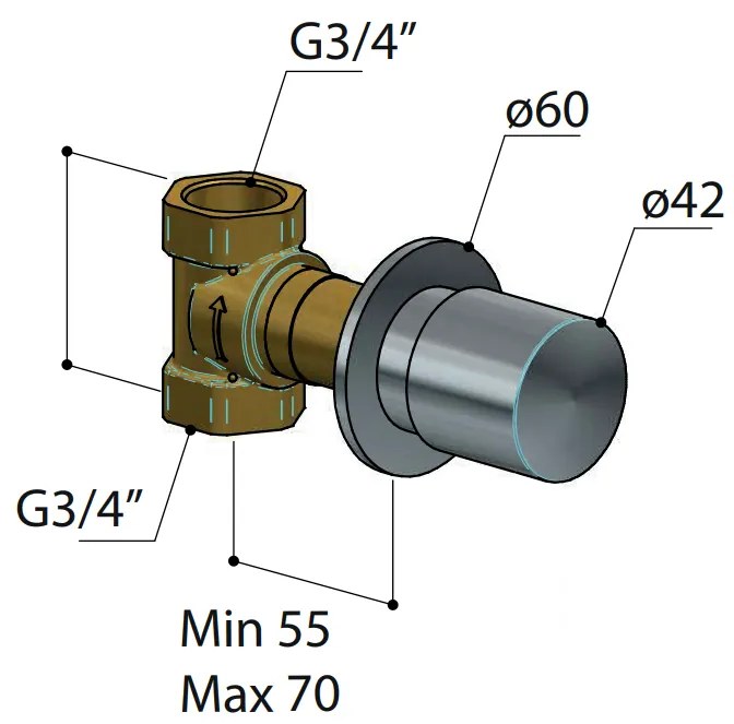 Hotbath Buddy/Laddy Inbouw Stopkraan Geborsteld Nikkel B068