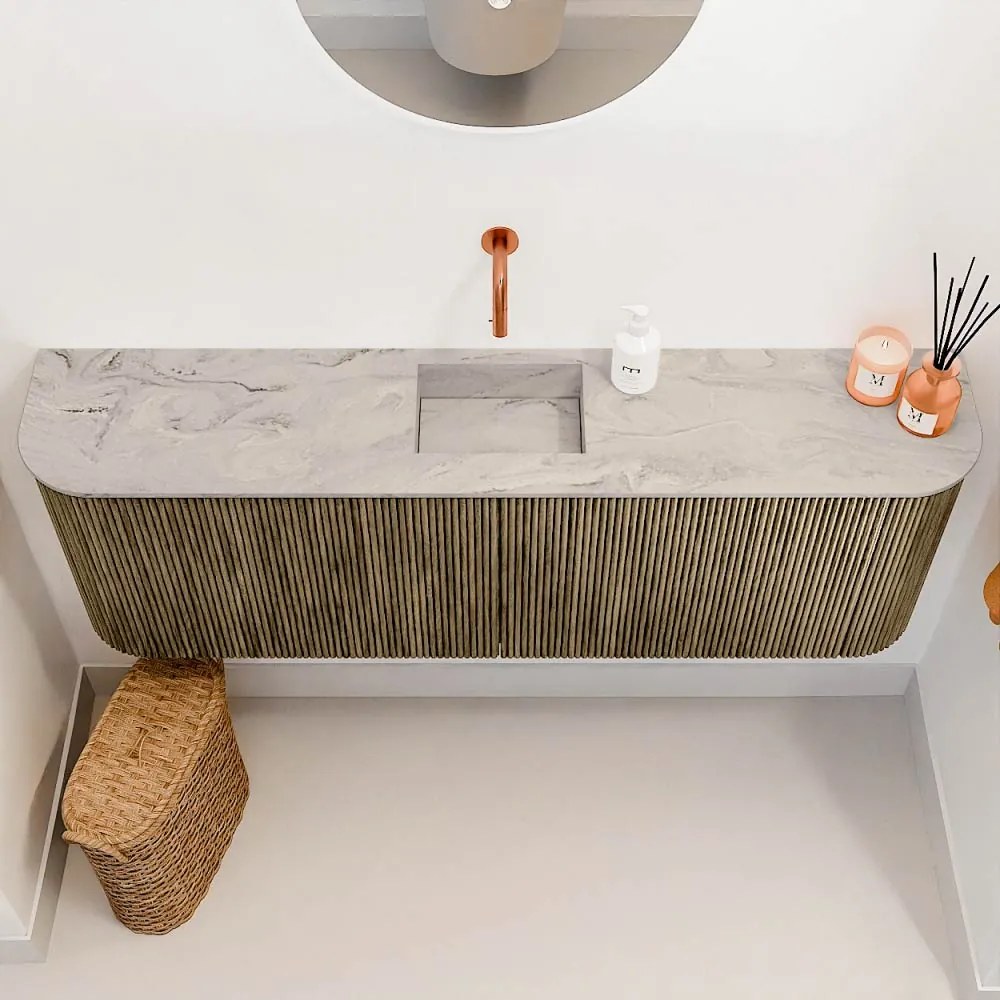 Mondiaz Joya DLux 125cm toiletmeubel ronding links/rechts dusk met wastafel faye midden zonder kraangat glace