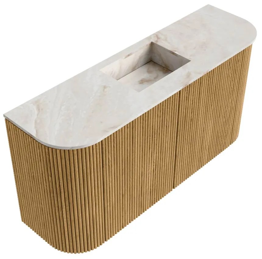 Mondiaz Joya DLux 85cm toiletmeubel ronding links/rechts oak met wastafel faye midden 1 kraangat frappe