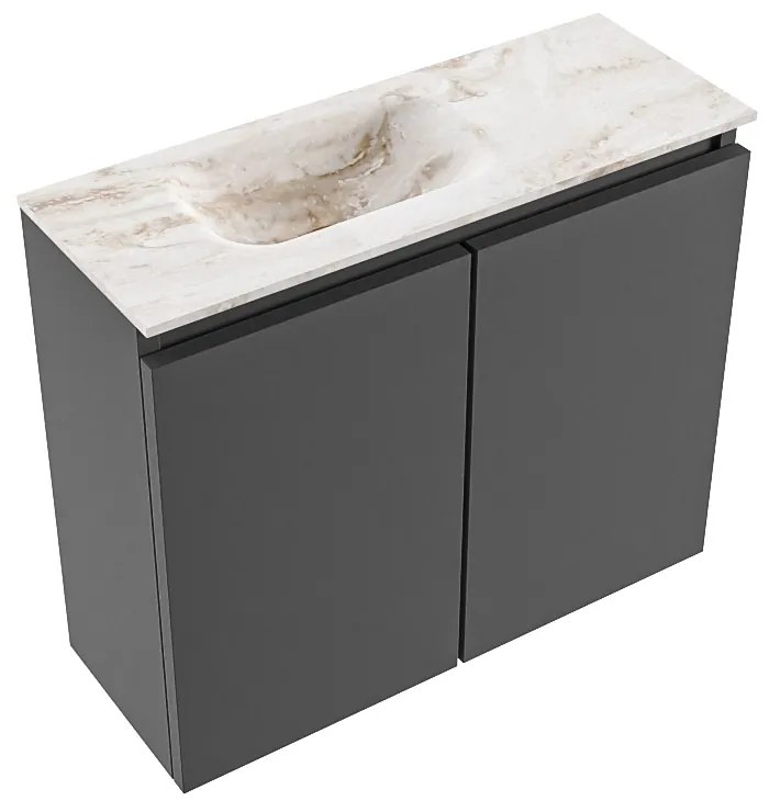 Mondiaz Ture DLux toiletmeubel 60cm dark grey met wastafel frappe links zonder kraangat