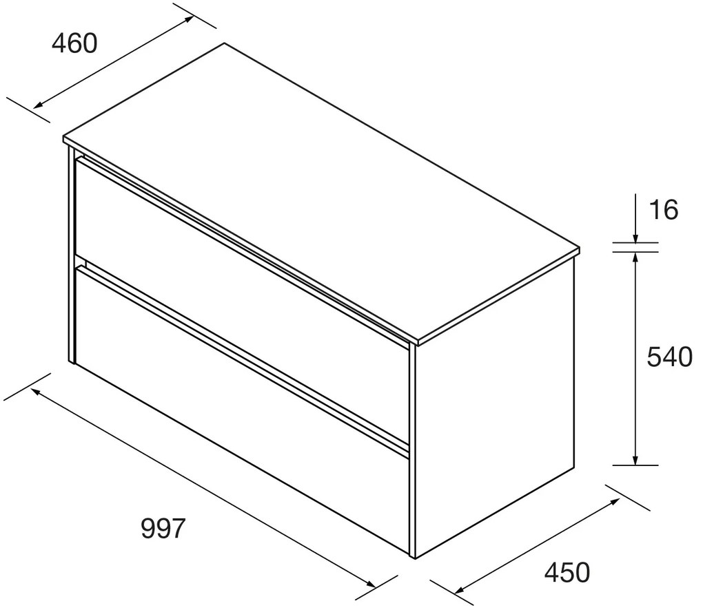 Muebles Project badmeubel 100cm met 2 lades en toppaneel zwart mat