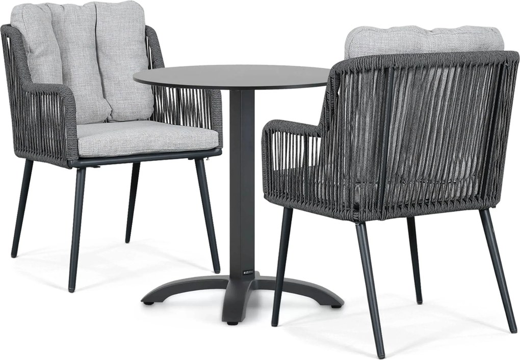 Tuinset Ronde Tuintafel 2 personen 70 cm Rope Grijs Lifestyle Garden Furniture Tivoli/Talao