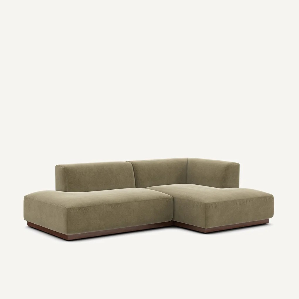 Rechte hoekbank in linnen fluweel, JACOPO