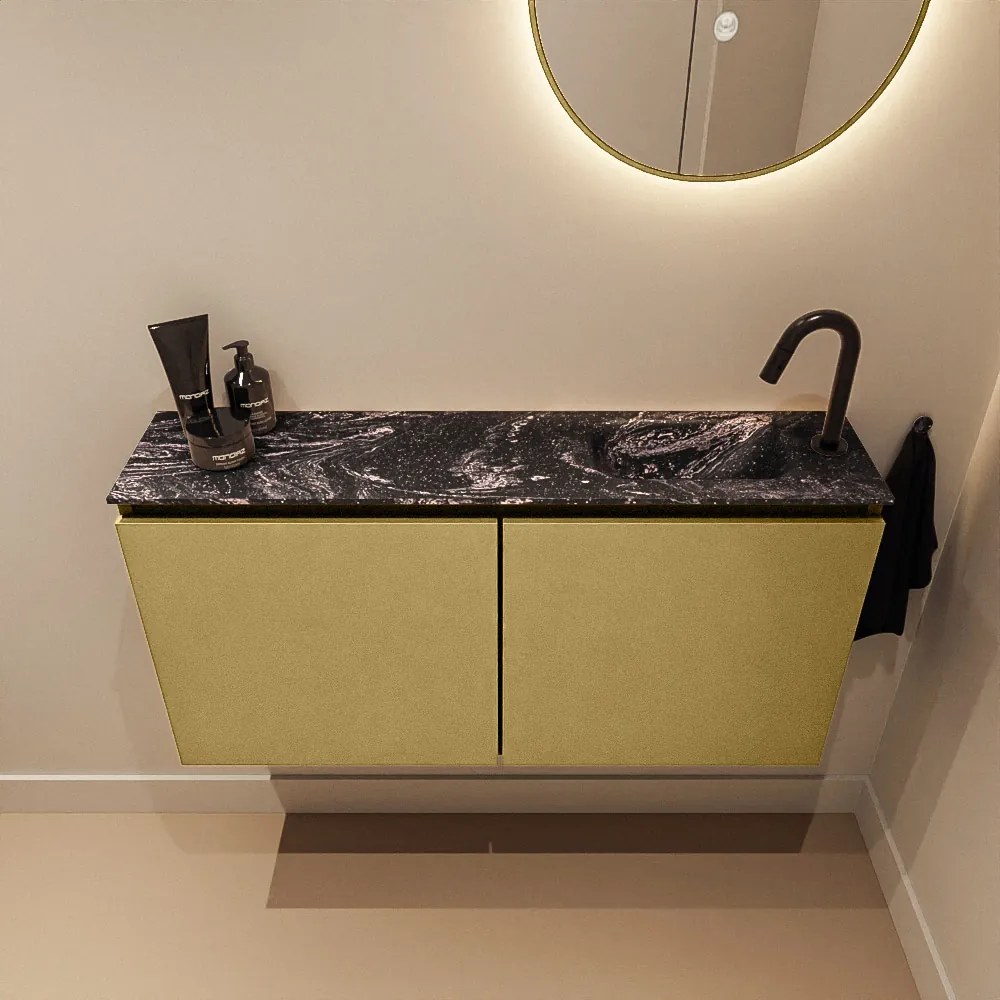 Mondiaz Ture DLux toiletmeubel 100cm oro met wastafel lava rechts met kraangat