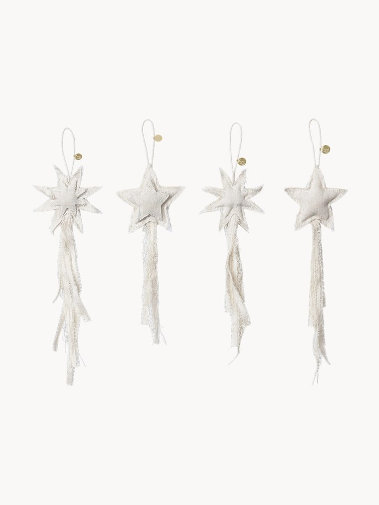Stoffen kerstboomhanger Vela van biokatoen, 4-delig
