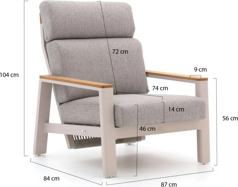 Lounge tuinstoel | Bellagio  Ledrotta | Aluminium | Taupe | Verstelbaar | Kees Smit Tuinmeubelen