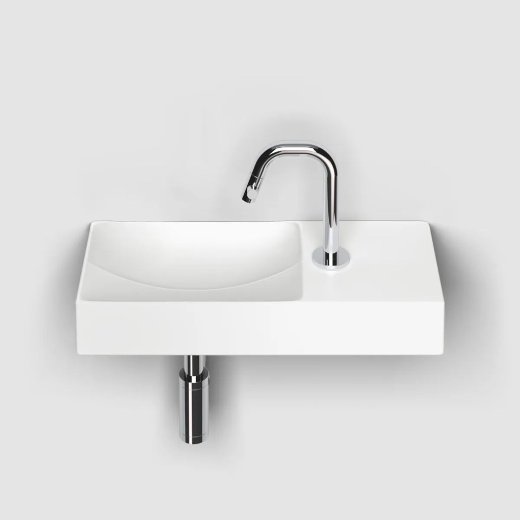 Clou Vale keramische fontein 45cm met kraangat rechts wit mat
