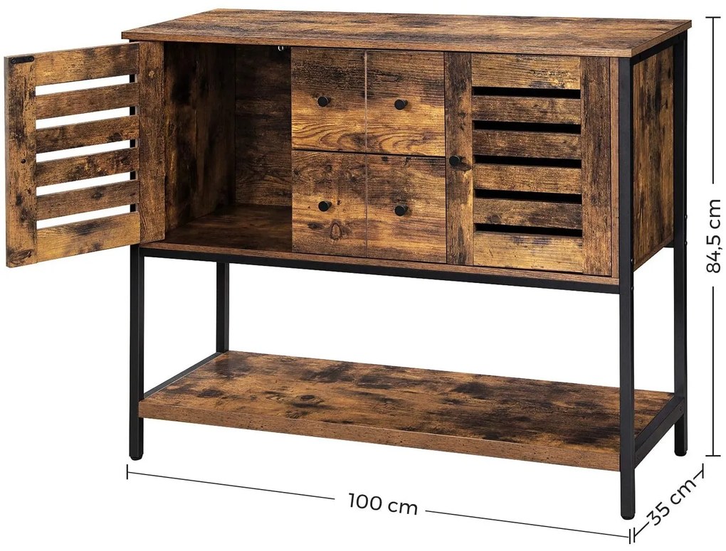 Nancy's Tilburry Opbergkast - Commode Kasten - Industriële Kast - Dressoir - Kast met 6 Lades - 100 x 35 x 84,5 cm (L x B x H)