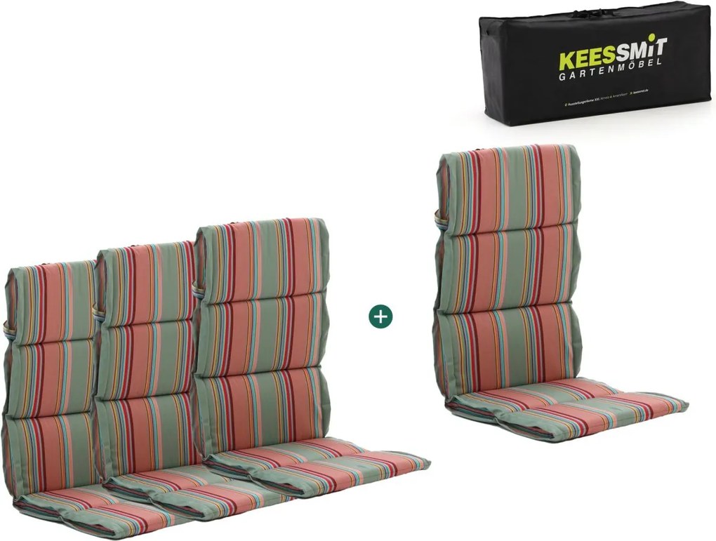 Dunne tuinkussen | Grijs-Antraciet/Oranje-Rood  | Dralon | Kees Smit  | Kees Smit Tuinmeubelen