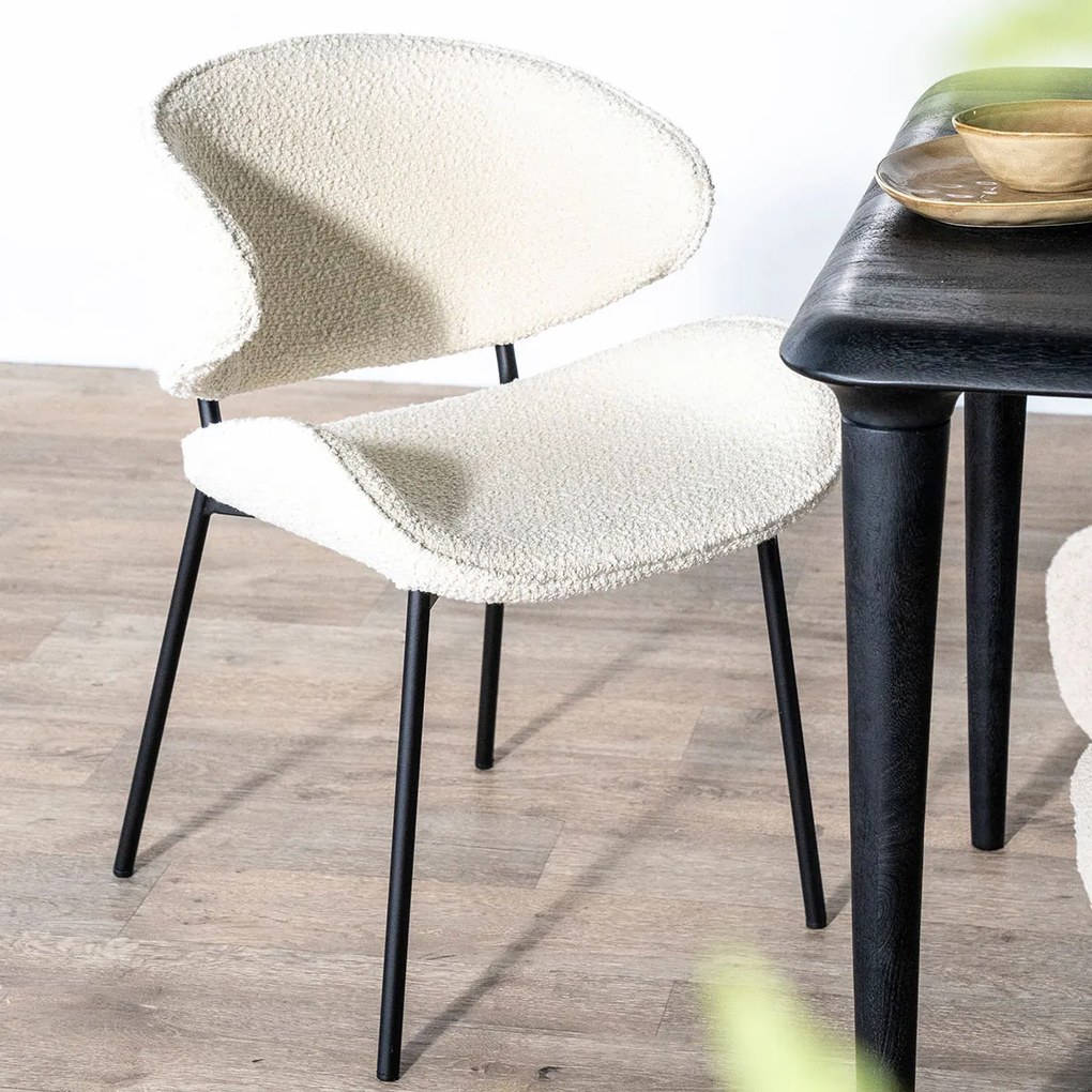 Boucle Eetkamerstoel Ronde Rug Beige