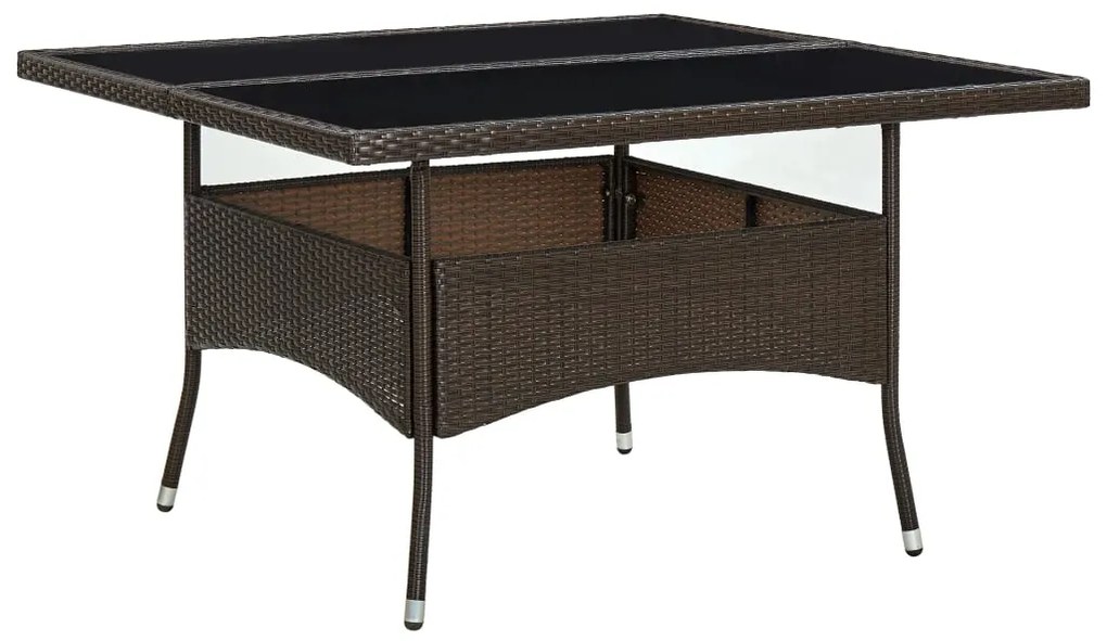 vidaXL Tuintafel poly rattan en glas bruin