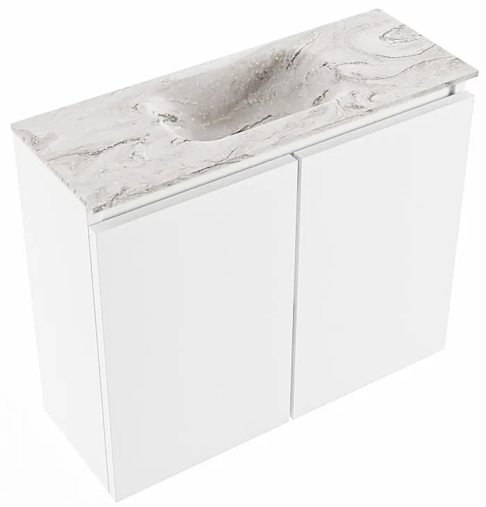 Mondiaz Ture DLux toiletmeubel 60cm talc met wastafel glace midden met kraangat