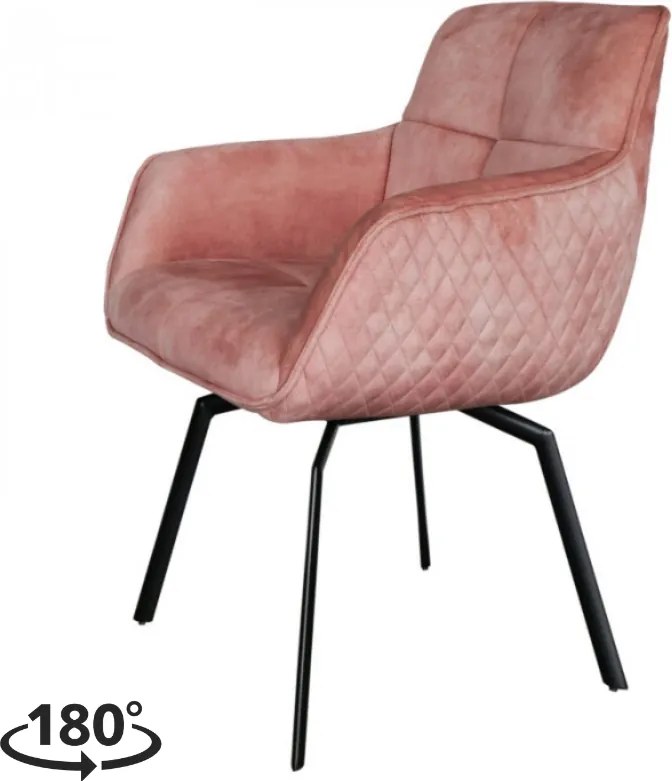 Eetkamerstoel - Peter - Draaibaar - stof Velours Adore rose