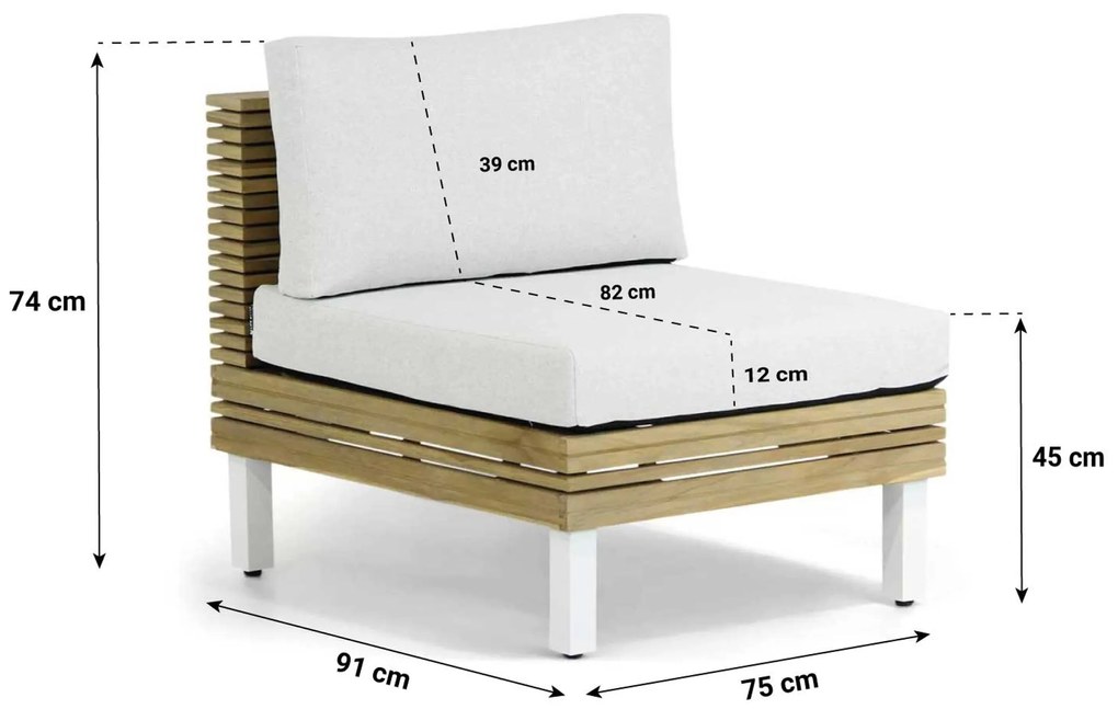 Lifestyle Garden Furniture Long Beach Midden Module Teak Old Teak Greywash