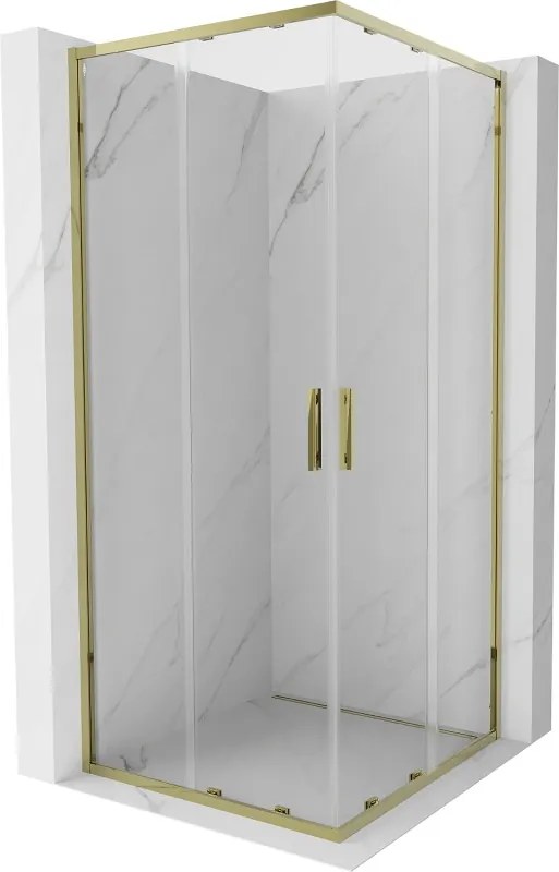 Mexen Exo-S Duo vierkante, verschuifbare douchecabine 100 x 100 cm, transparant, goud - 8111-100-100-50-00