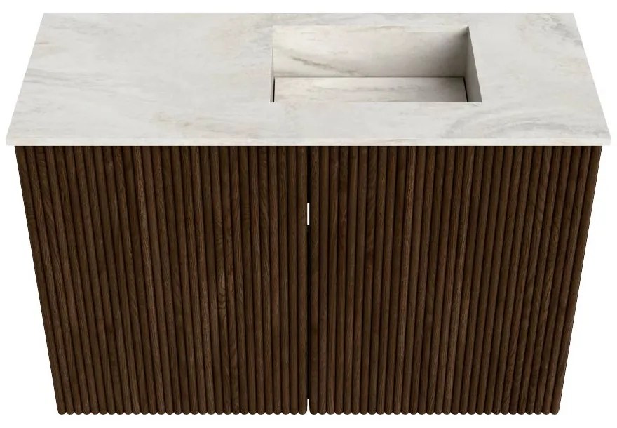 Mondiaz Joya DLux 60cm toiletmeubel walnut met wastafel faye rechts zonder kraangat ostra