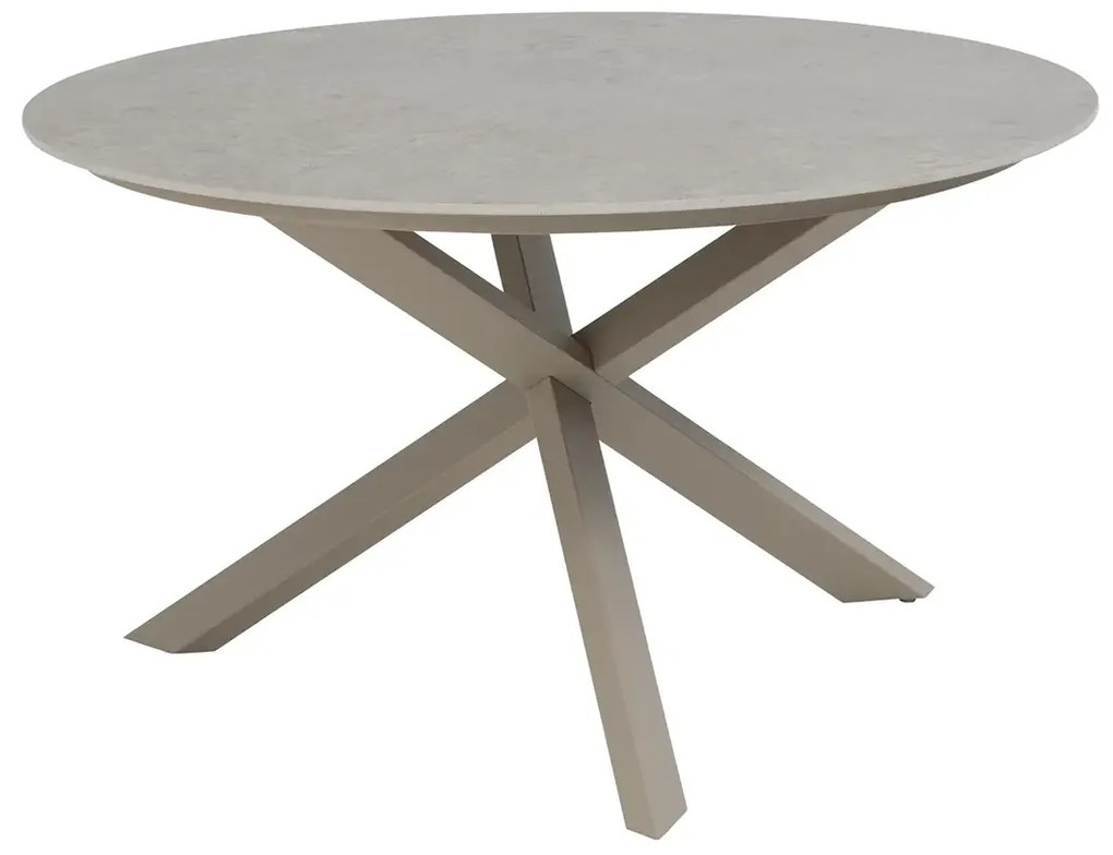 4 Seasons Outdoor Allora tuinset latte met Prado tafel met keramisch blad Ø 130 cm SALE Tuinset beige weerbestendig