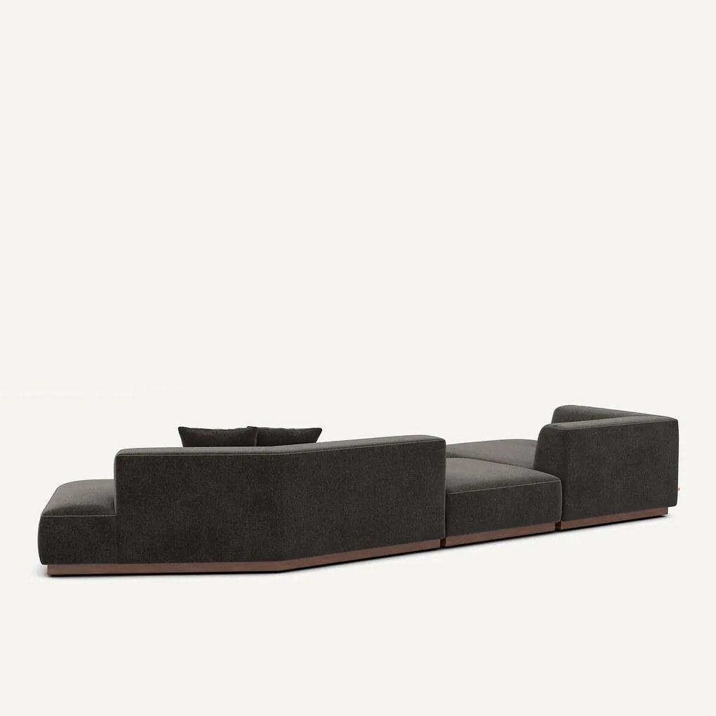 Open bank met hoek links met chenille fluwelen voetensteun, JACOPO