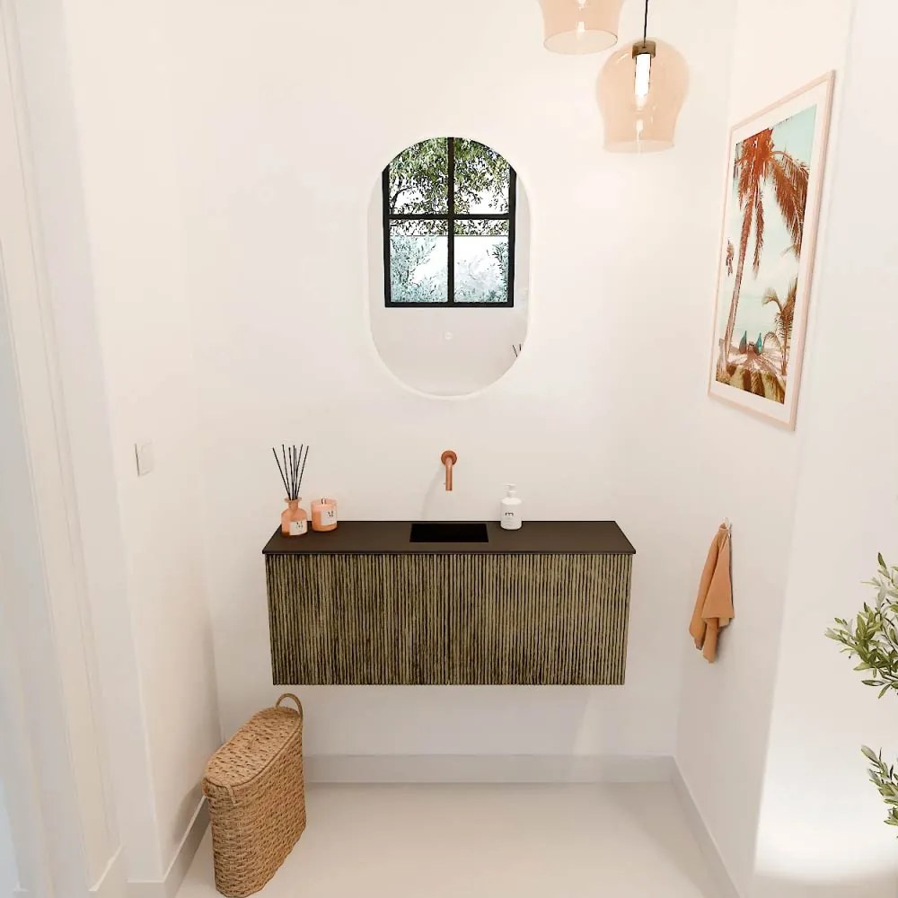 Mondiaz Joya 100cm toiletmeubel dusk met wastafel faye midden zonder kraangat urban