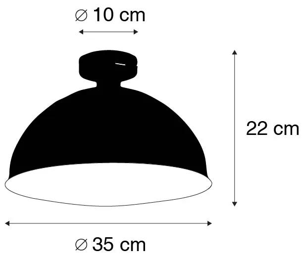 Industriële plafondlamp zwart met goud 35 cm - Magna Landelijk / Rustiek E27 rond Binnenverlichting Lamp