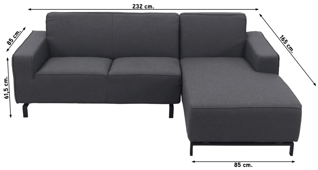 Boavista Sunbrella loungebank chaise longue - Sooty - 2-delig - links