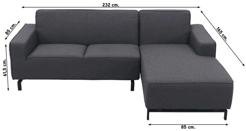 Boavista Sunbrella loungebank chaise longue - Sooty - 2-delig - links