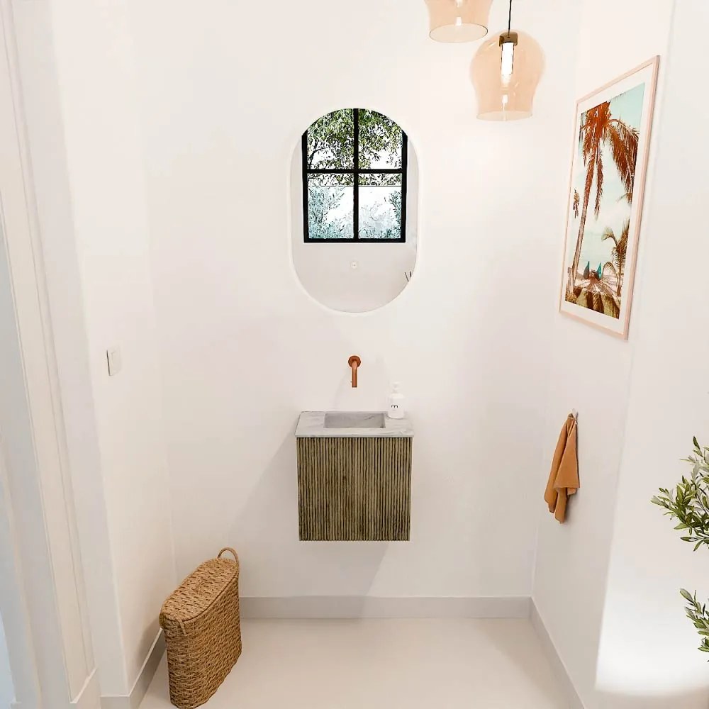 Mondiaz Joya DLux 40cm toiletmeubel dusk met wastafel faye midden zonder kraangat glace