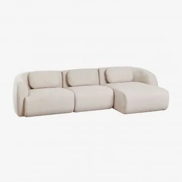 Coquette 3-delige Chenille Modulaire Bank Met Chaise Longue Stof Chenille Beige – Crème - Sklum
