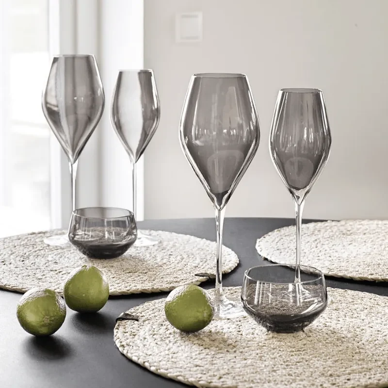Elegant Smokey Gray Wijnglazen- set van 4