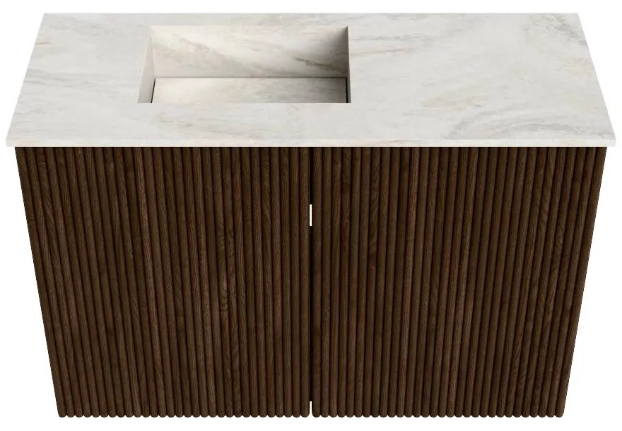 Mondiaz Joya DLux 60cm toiletmeubel walnut met wastafel faye links zonder kraangat ostra