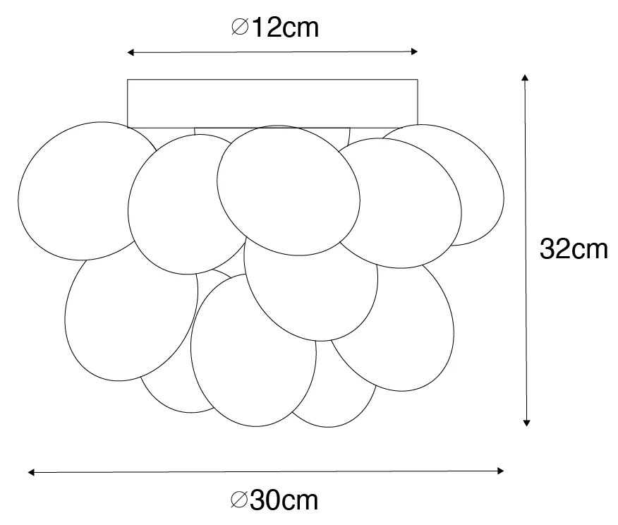 Art deco plafondlamp zwart met opaal glas 3-lichts - Uvas