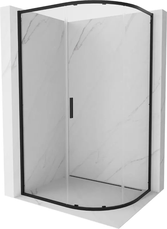 Mexen Exo asymmetrische halfronde douchecabine schuifdeur 100 x 90 cm, transparant, zwart - 8131-100-090-70-00