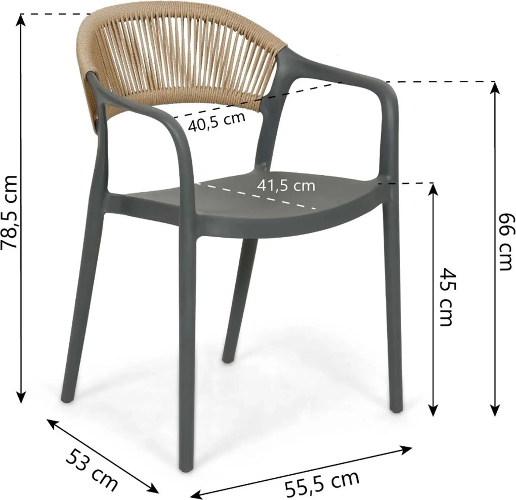 Tuinset Ronde Tuintafel 6 personen 150 cm Kunststof Grijs  Domani Furniture Toscano/Arancia