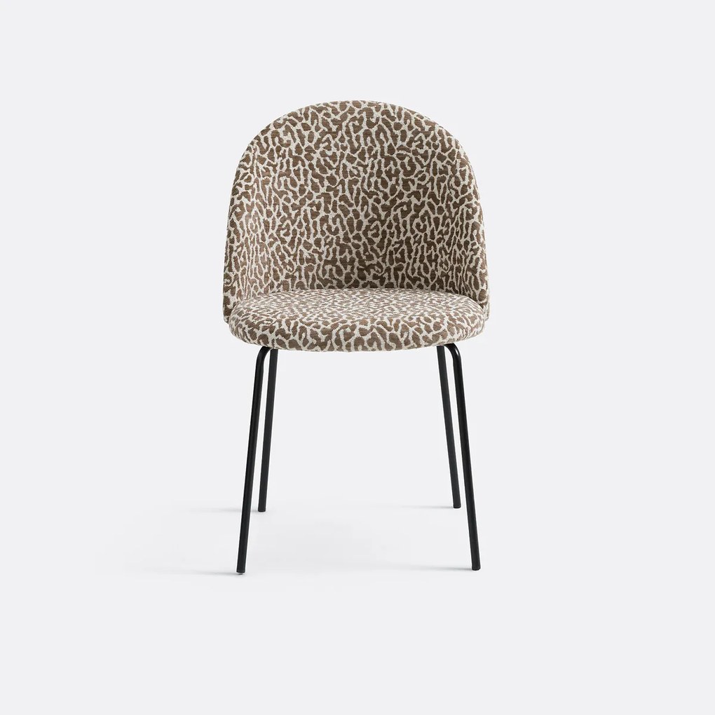 Stoel in bouclé stof met luipaardprint, Nordie