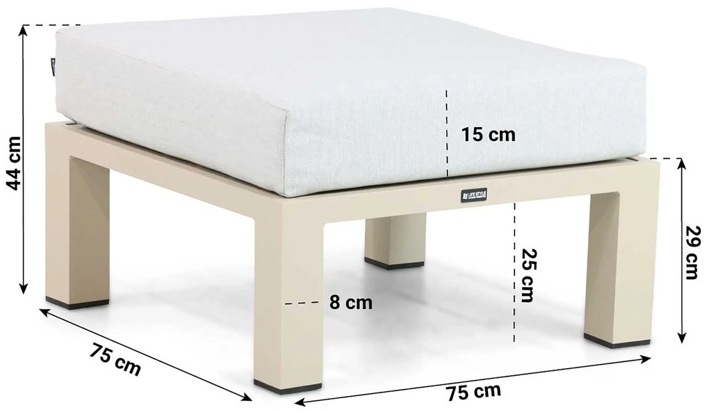 Hoek loungeset 6 personen Aluminium Taupe  Lifestyle Garden Furniture Luca