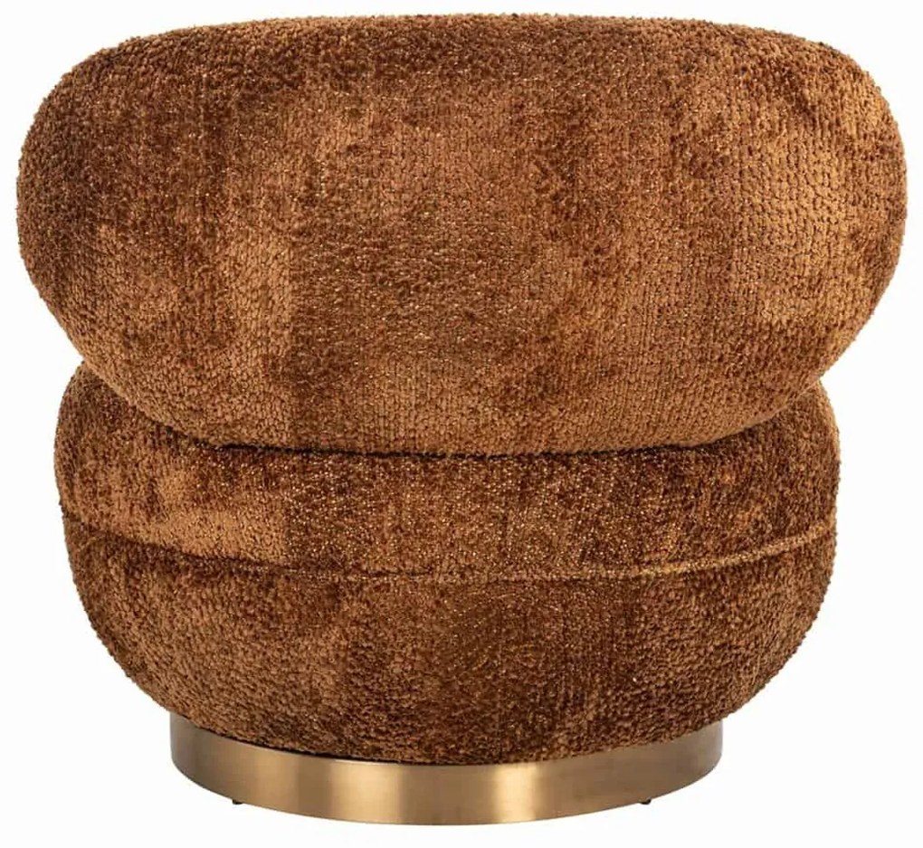 Richmond Interiors Jace Ronde Fauteuil Met Goud Draaibaar Cinnamon Bruin