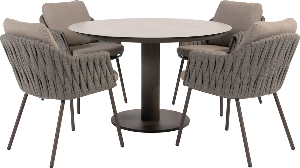 Sarah Cannes dining tuinset 120xH75 cm rond 5 delig keramiek terre Taste 4SO