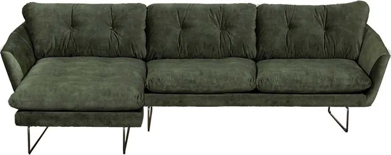 Hoekbank - Kuddar - links - velours Adore Hunter groen 156