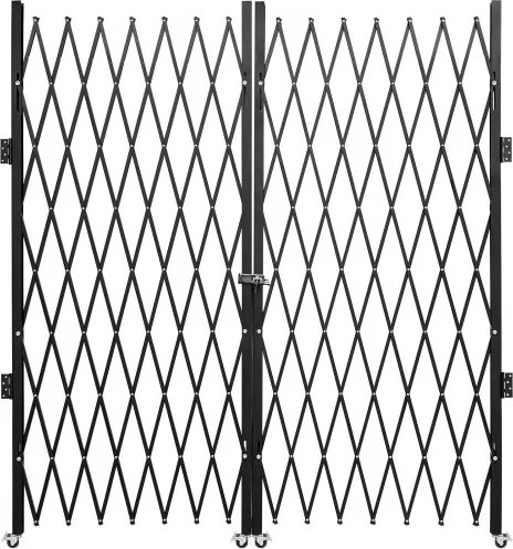 VEVOR Dubbele opvouwbare beveiligingspoort, 156 x 310 cm opvouwbare deurpoort, accordeonbeveiligingspoort van staal, uitbreidbare beveiligingspoort, 360° rolhek, schaarpoort of deur met sleutels
