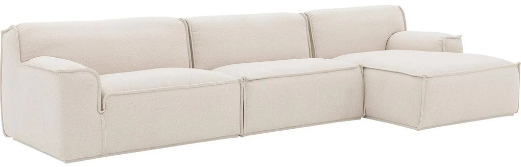 Goossens Excellent Bank Sens wit, stof, 1,5-zits, urban industrieel met chaise longue rechts