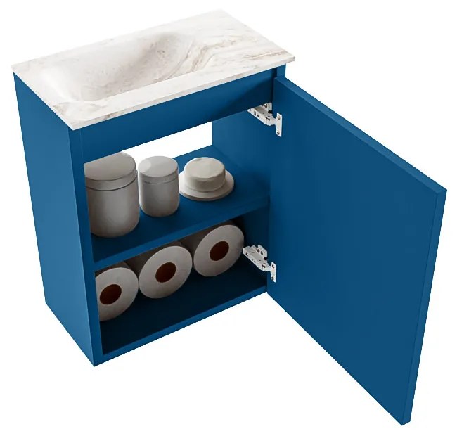 Mondiaz Ture DLux toiletmeubel 40cm jeans met wastafel frappe links zonder kraangat