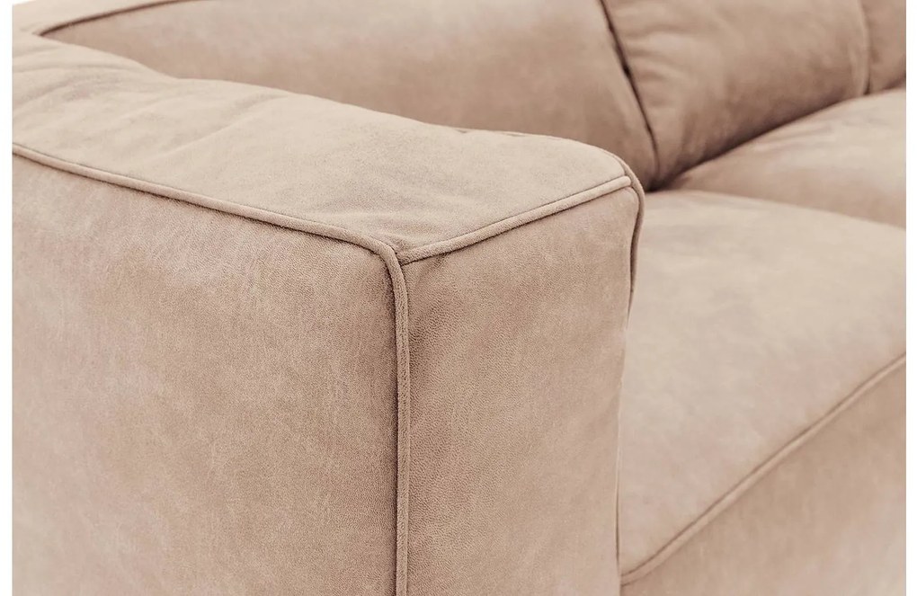 Goossens Bank Calvin beige, micro leer, 3-zits, modern design met ligelement rechts