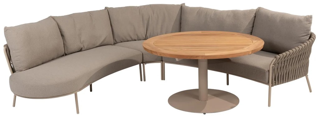 Taste by 4 Seasons Outdoor Saba low dining tafel latte met teak blad Ø 130 cm  Tuintafel    beige weerbestendig