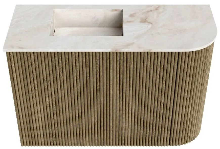 Mondiaz Joya DLux 60cm toiletmeubel ronding rechts dusk met wastafel faye links zonder kraangat frappe