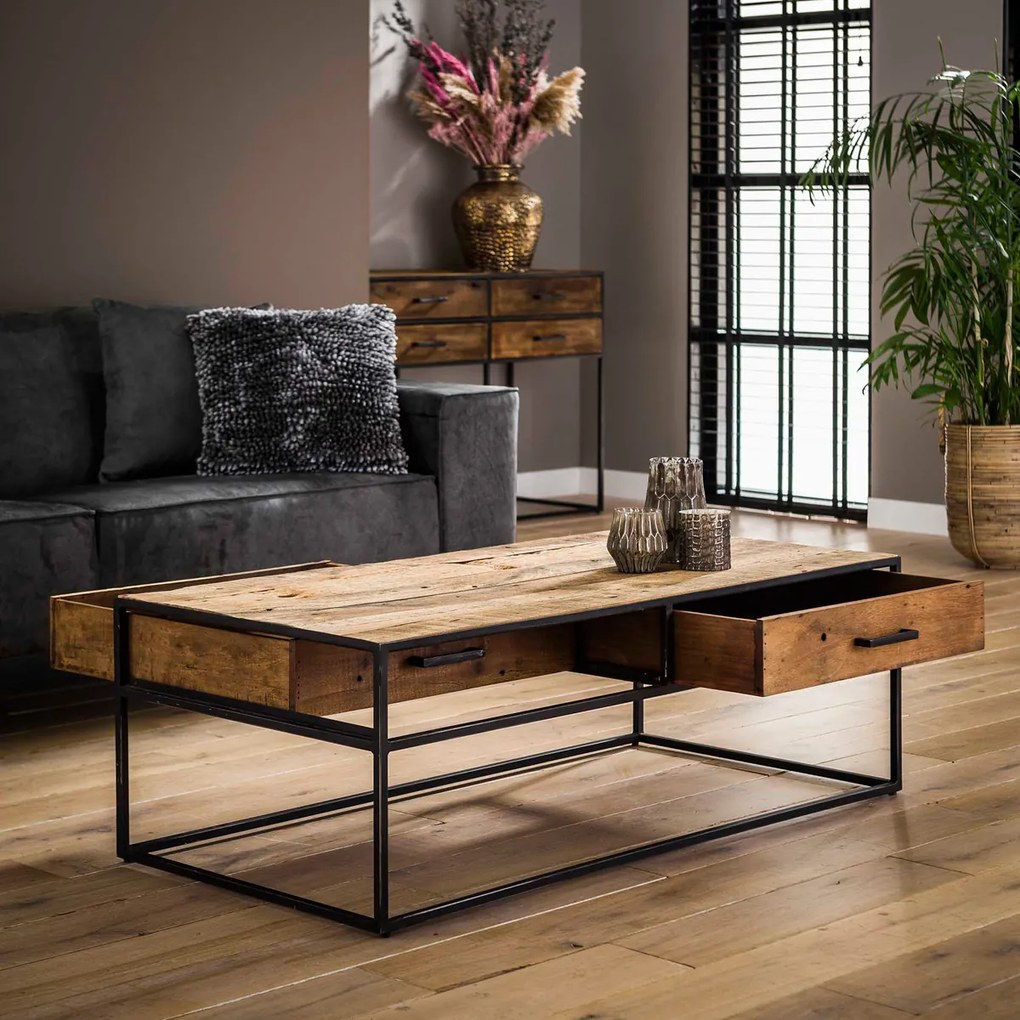 Salontafel Met Twee Lades - 120 X 60cm.