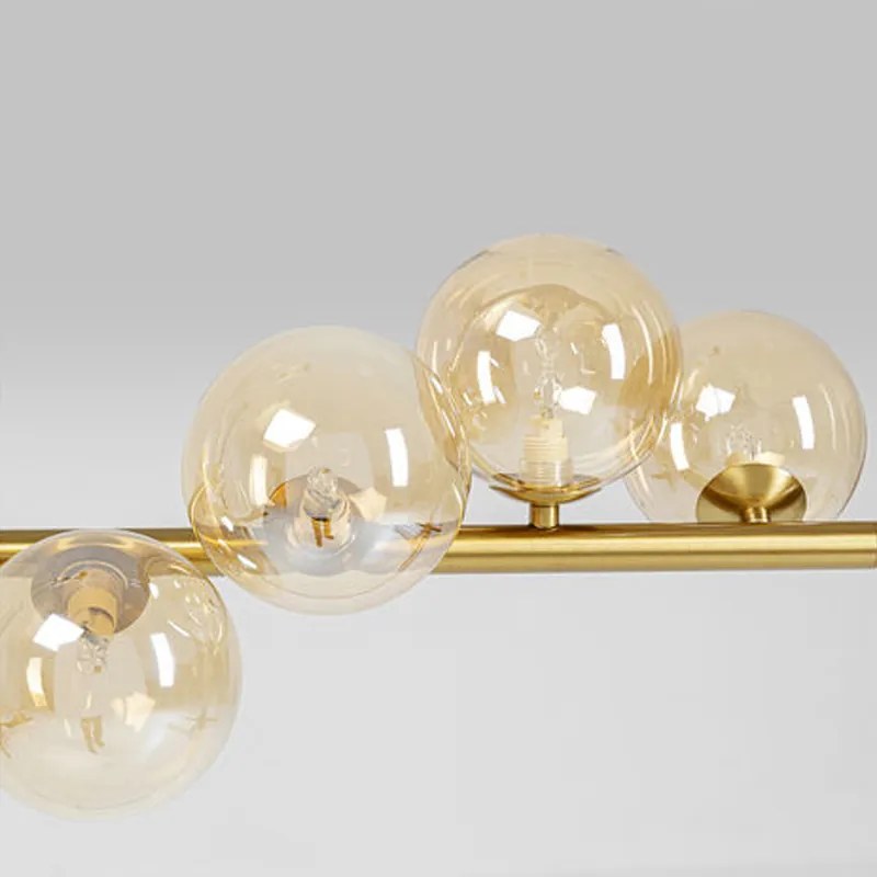 Hanglamp Breed Met Glazen Bollen Messing