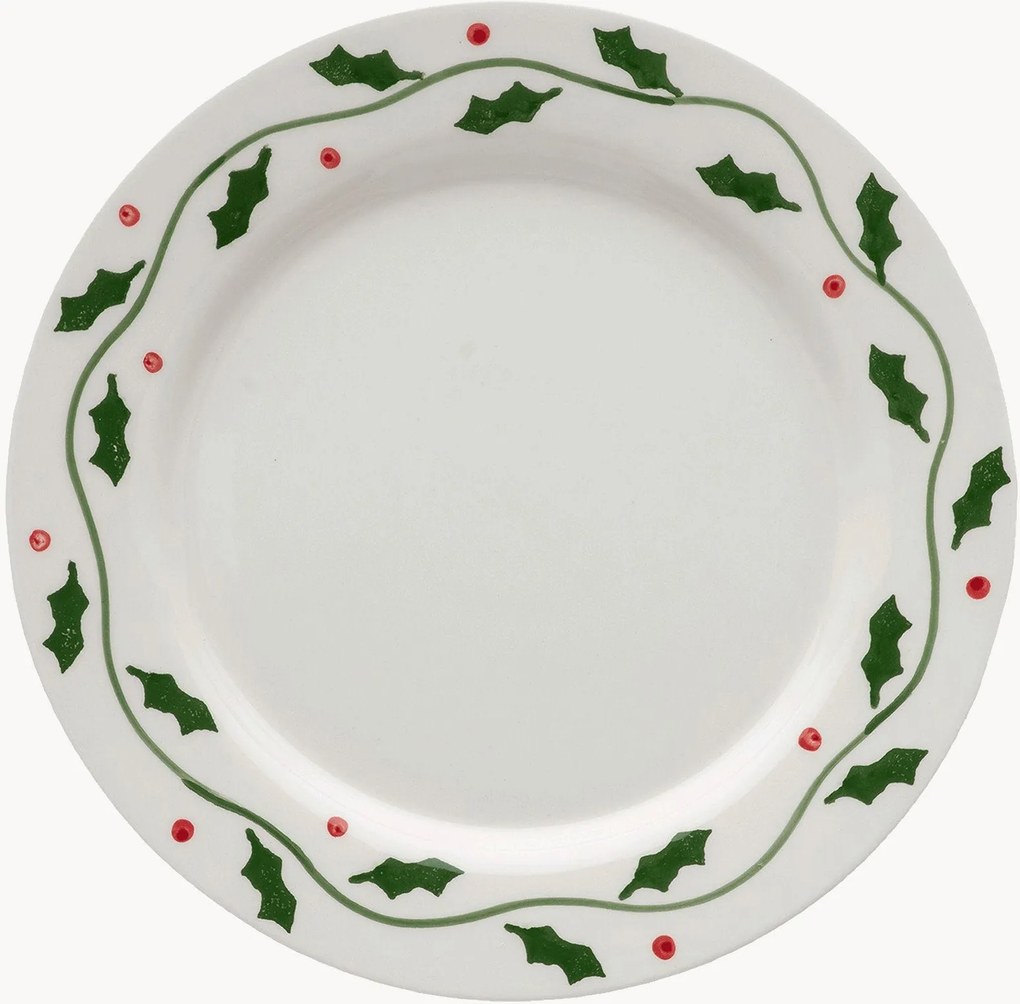Handbeschilderd kerst dinerbord Holly