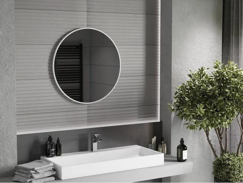 Mexen Loft ronde badkamer spiegel 70 cm, witte lijst - 9850-070-070-000-20