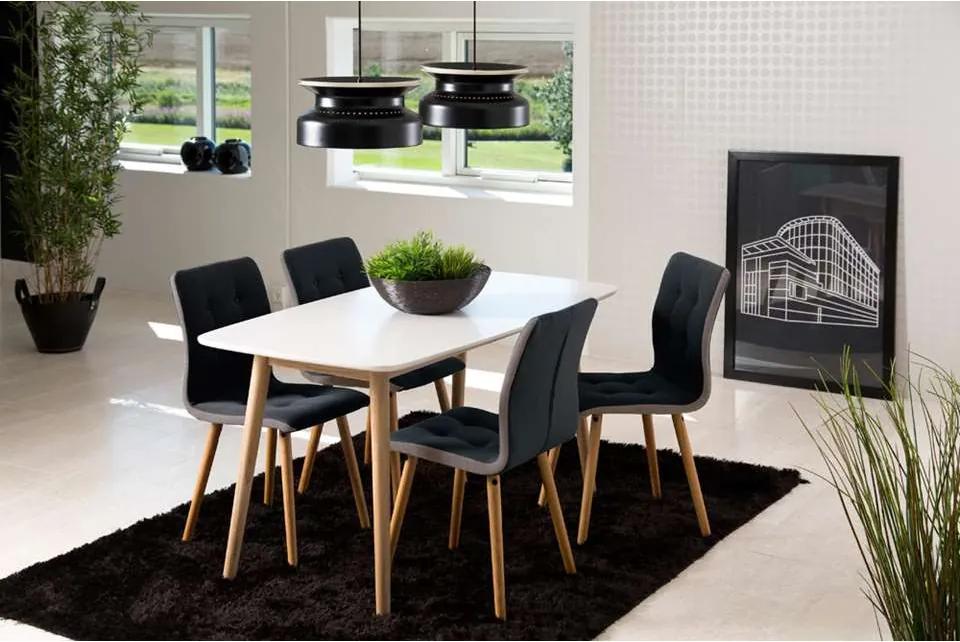 Eethoek Ulfborg Skagen (tafel met 4 stoelen) - wit/donkergrijs - Leen Bakker