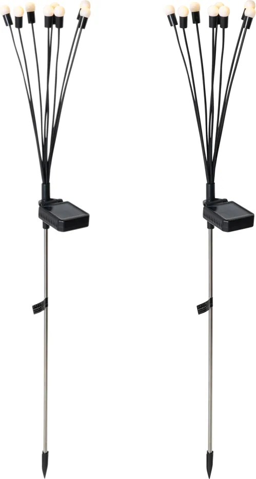 Set van 2 buitenlampen zwart incl. LED met solar en grondpin - Fire Fly